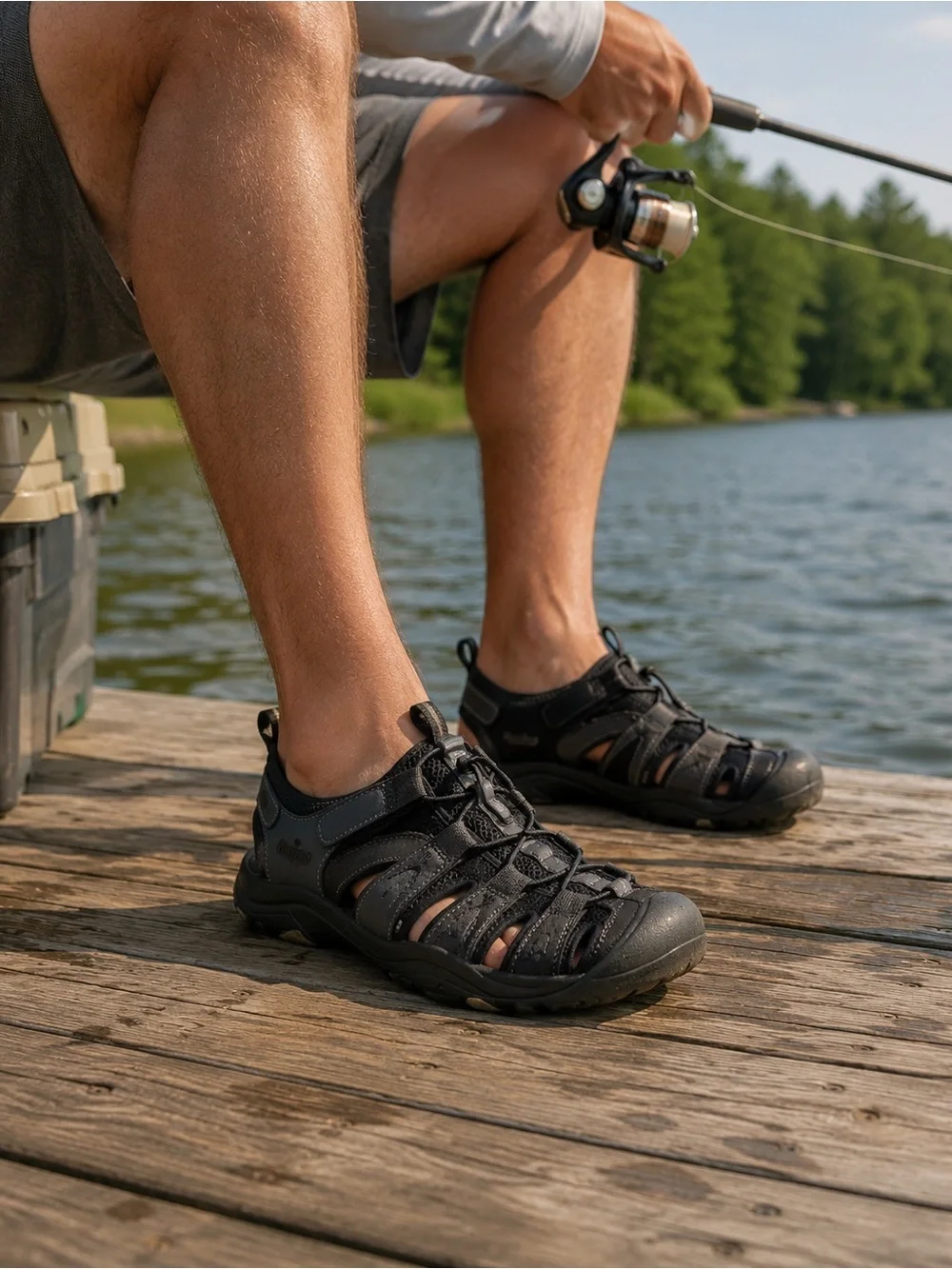 Men's Skechers Black Outdoor Water Sandals